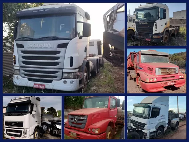 Caminhão Mercedes-Benz, Scania a partir de 1500 Reais no Leilão da PRF