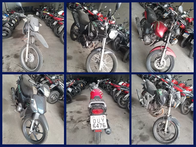 Motos Honda, Yamaha e Suzuki a partir de 500 reais no Leilão do Detran