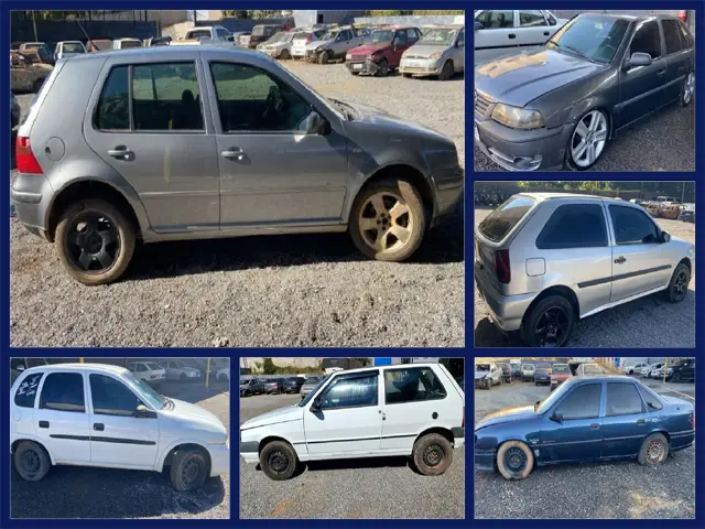 13 Fiat Uno, 9 VW Gol, 6 GM Corsa, 3 VW Golf a partir de 500 reais no Leilão do Detran