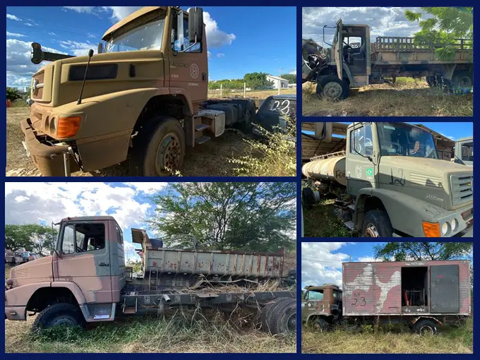 Caminhões Mercedes-Benz e Volkswagen 4x4 Traçado no Leilão do Exército