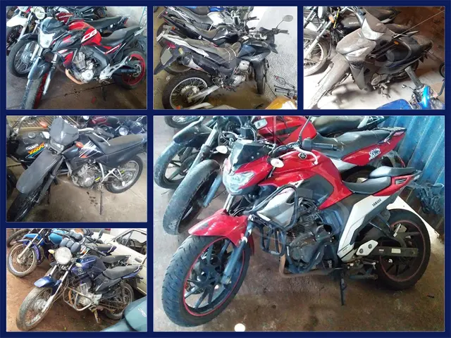 Honda XRE 300, NXR150 Bros, Biz Mais, Yamaha XTZ e outras motos no Leilão do DER