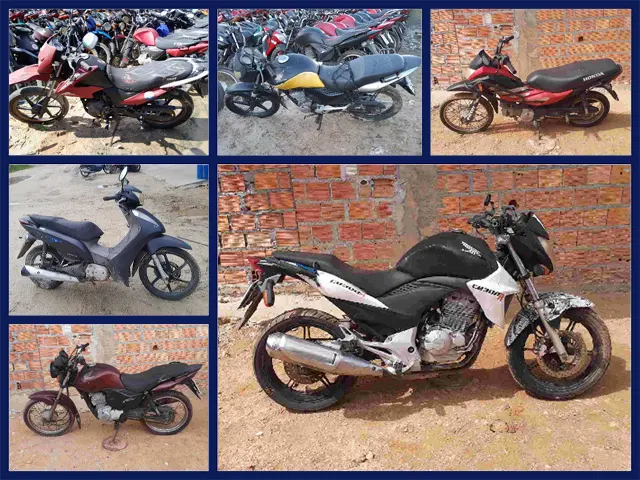 Motos Honda CB 300R, NXR150 Bros, Biz, Pop, CG Titan e Fan a partir de 150 reais no Leilão da PRF