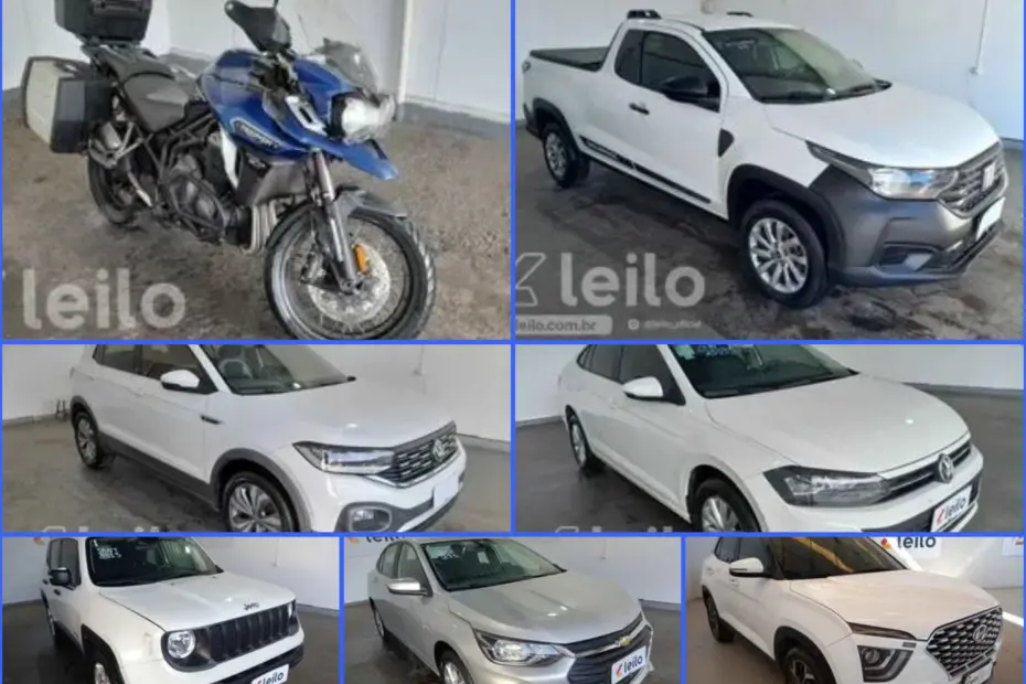 Leilão Premium de Veículos Seminovos com Baixo KM tem Fiat Strad, Jeep Renega, T-Cross, Triumph Tiger