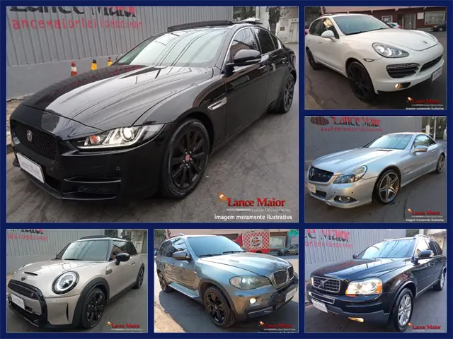 Carros de Luxo e Importados como Jaguar XE Turbocharged, Porsche Cayenne, Volvo, BMW e Mercedes-Benz no Leilão de Bancos e Seguradoras