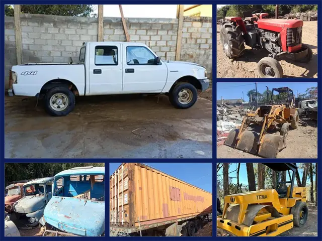 Ford Ranger, Trator, Retroescavadeira, Rolo Compactador, Container e outros no Leilão de Locadora de Equipamentos