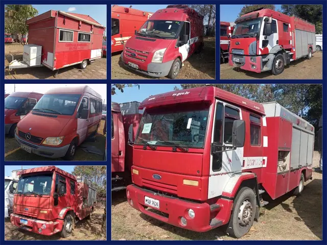 Leilão dos Bombeiros tem 17 Vans Ford Transit, Renault Master, Mercedes-Benz e 5 Caminhões Ford Cargo e Volkswagen