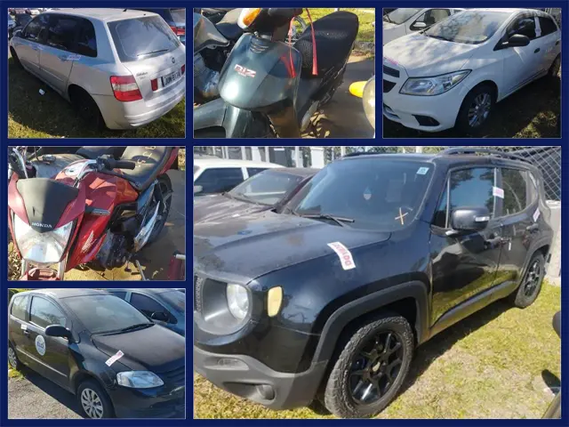 Leilão do Detran tem Jeep Renegade, Chevrolet Onix, Corsa, Motos Yamaha e Honda a partir de 200 reais