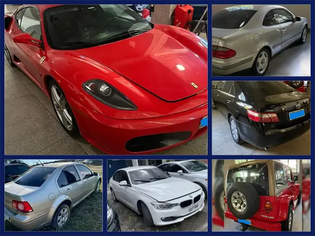 Leilão tem Ferrari F430, Troller T4, Mercedes-Benz, BMW e outros veículos apreendidos pela Polícia Federal