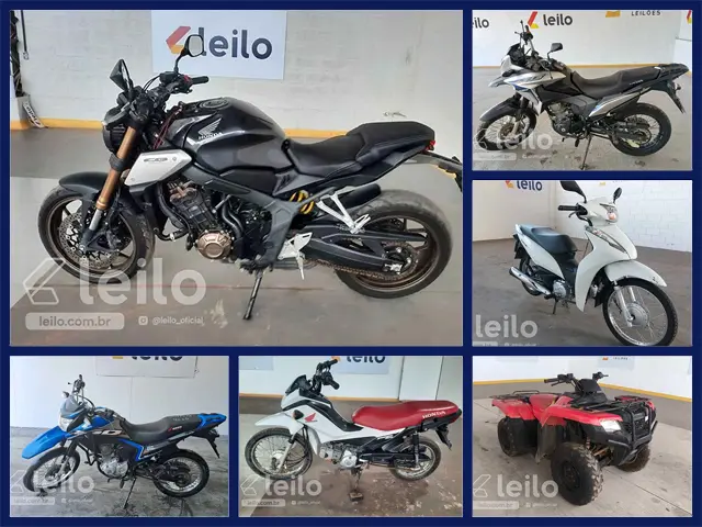 110 motos honda XRE, Biz, Pop 100, CB 650R,quadriciclo em até 60x no mega leilão de motos