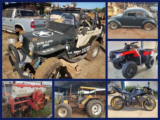 Jipe Willys Overland 1951, Volkswagen Fusca, Quadriciclo Honda e Implementos Agrícolas no Leilão do Agro