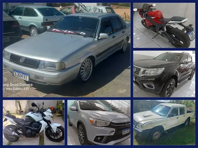 Volkswagen Santana e Parati, Toyota Corolla Cross, Mitsubishi L200, Motos Honda CBR 1000RR e Kawasaki Z750 no Leilão