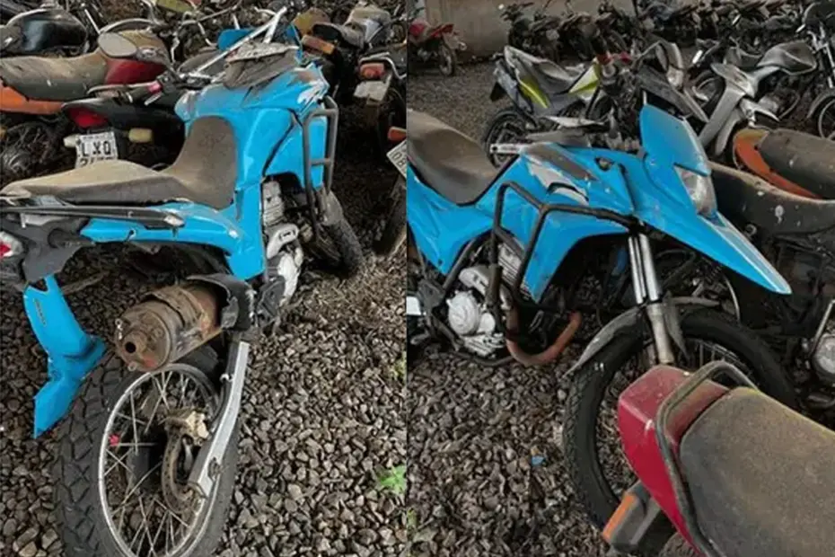 116 Motos Honda XRE, Bros, Twister, Biz e Outras motos a partir de 450 Reais no leilão do Detran