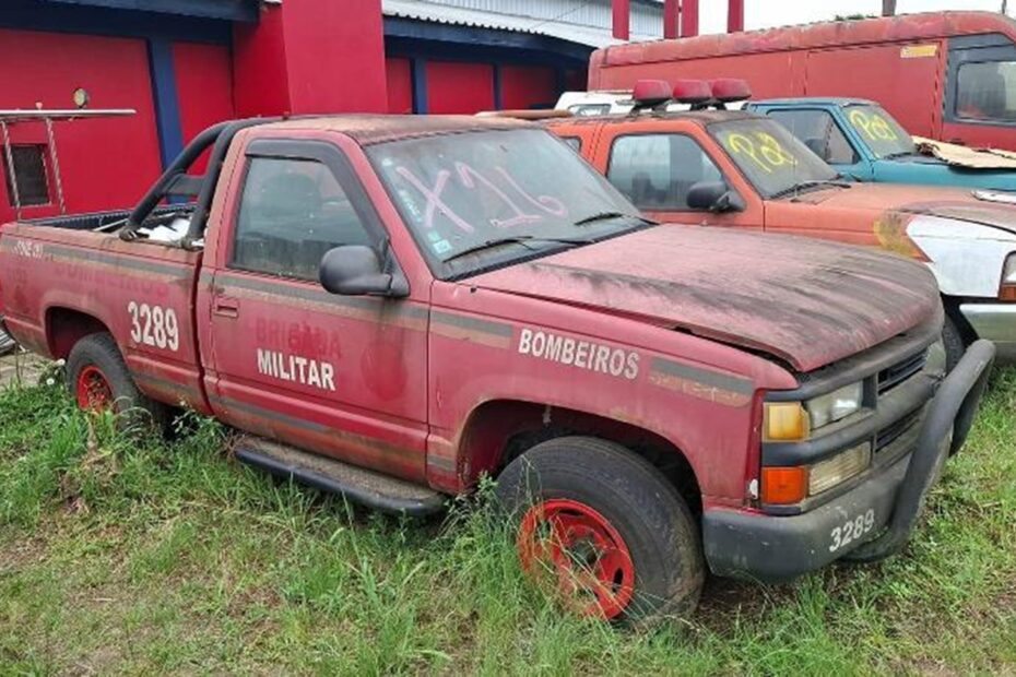 Caminhonetes Ford F1000 e GM Silverado leilão dos Bobeiros