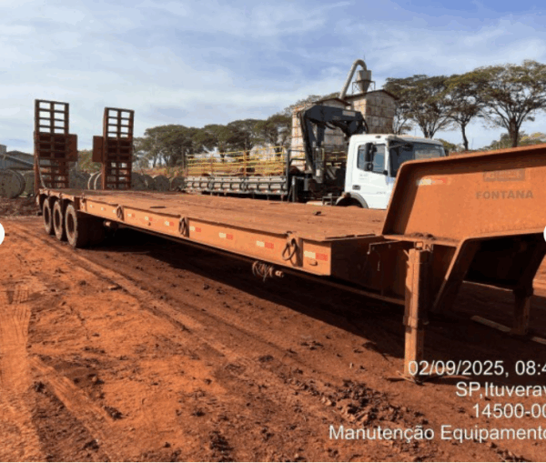 Semi Reboque Prancha Reta Leilão da Andrade Gutierrez oferece caminhões, tratores e escavadeiras