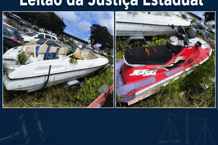 leilão do tribunal de justiça tem lancha e jet ski